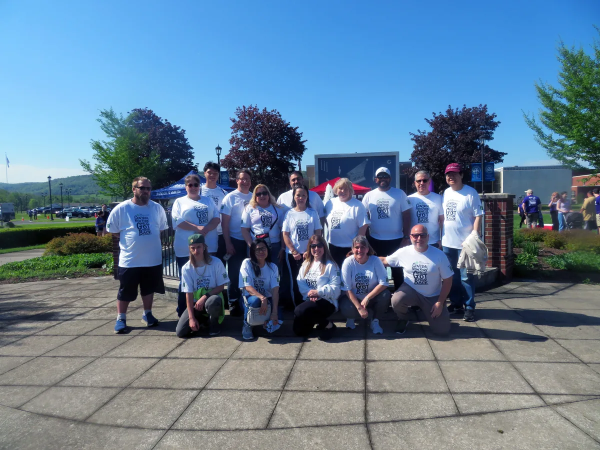 FGI team at an awareness walk on the Mohawk Valley Community College campus